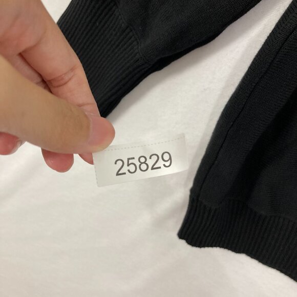 Chico's Large Black White Contrast Floral Embroidered Soft Light Knit Sweater - Picture 9 of 9